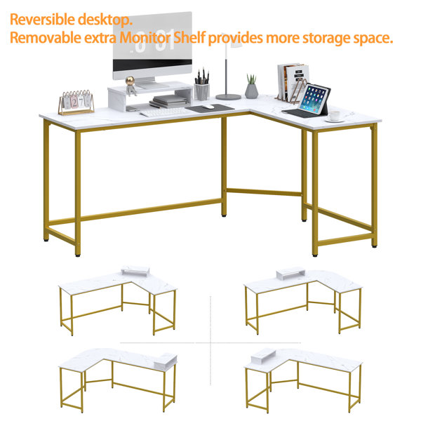 Latitude Run® Angelpreet LShaped Metal Base Computer Desk & Reviews